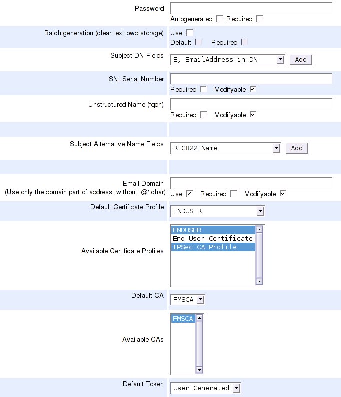 End Entity profile for IOS