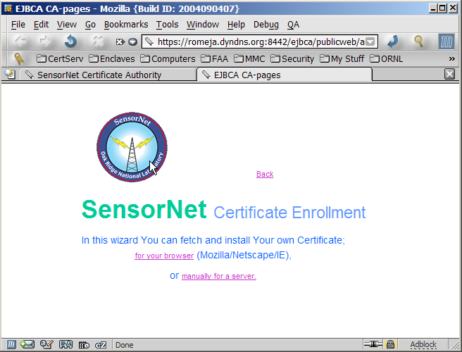 CA welcome page