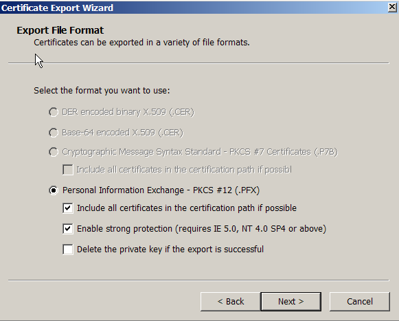 Export file format