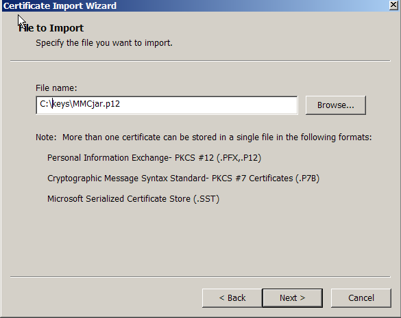 Finding the certificate