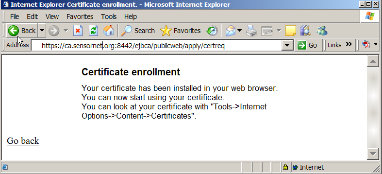 IE import successful
