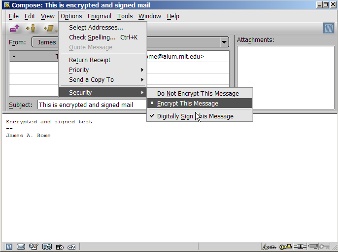 Encrypted and signed e-mail