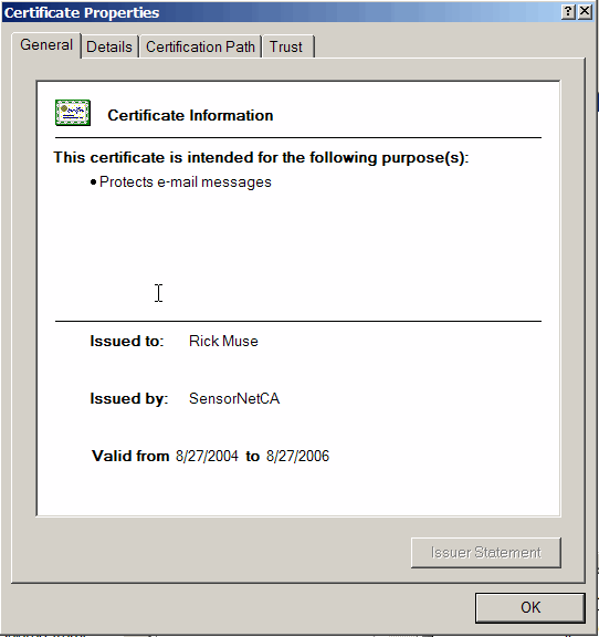 Certificate properties