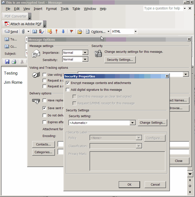 message options