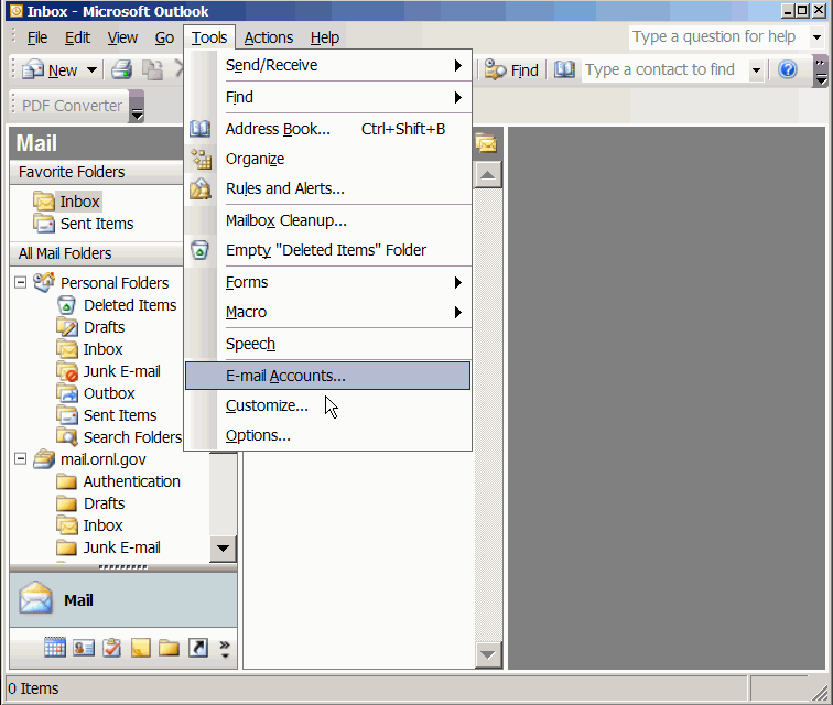 Outlook toolbar