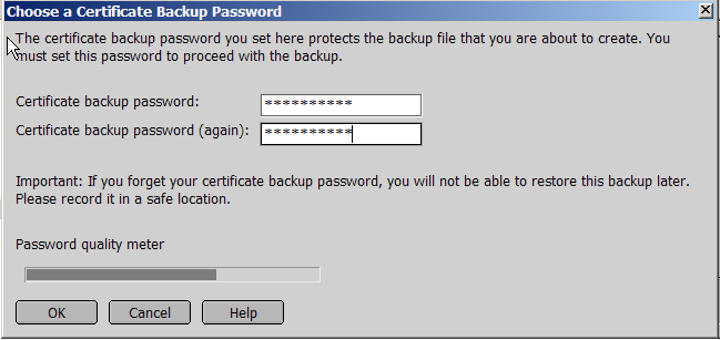 Certificate password