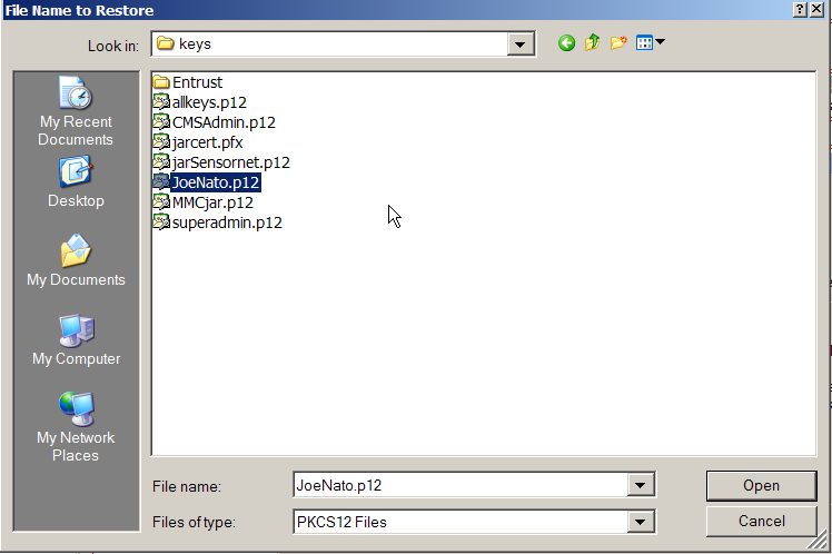 Keys available for import